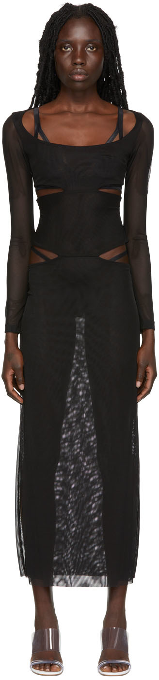 Kathryn Bowen SSENSE Exclusive Black Cutout Maxi Dress