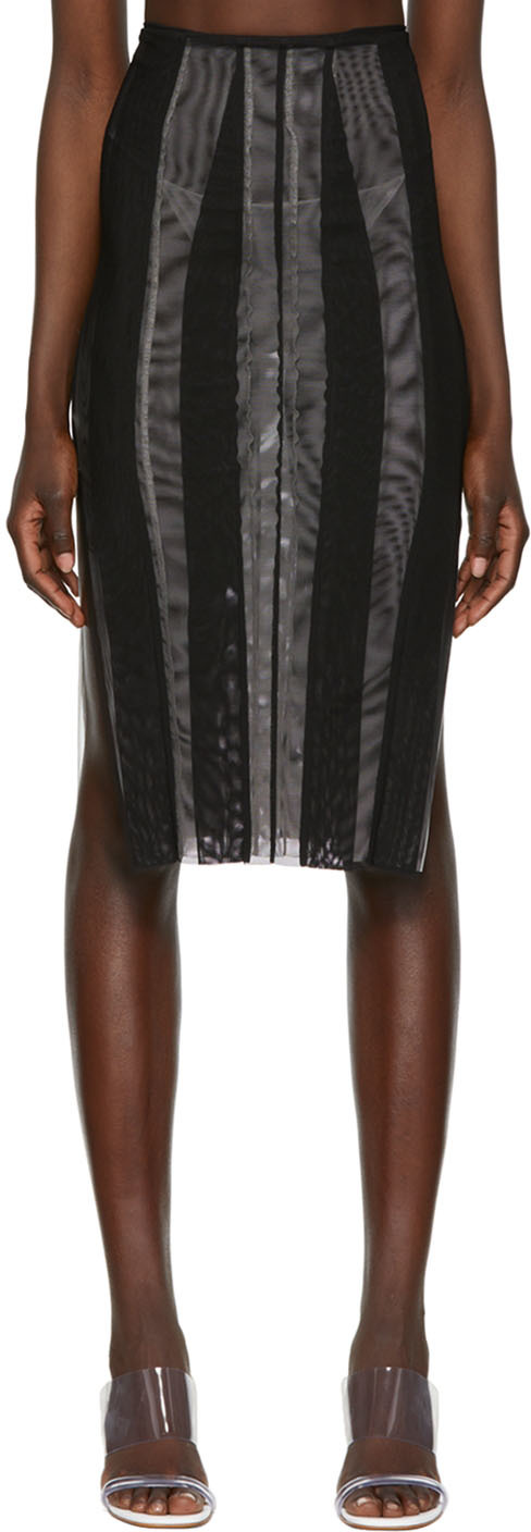 Kathryn Bowen Black Lingerie Midi Skirt