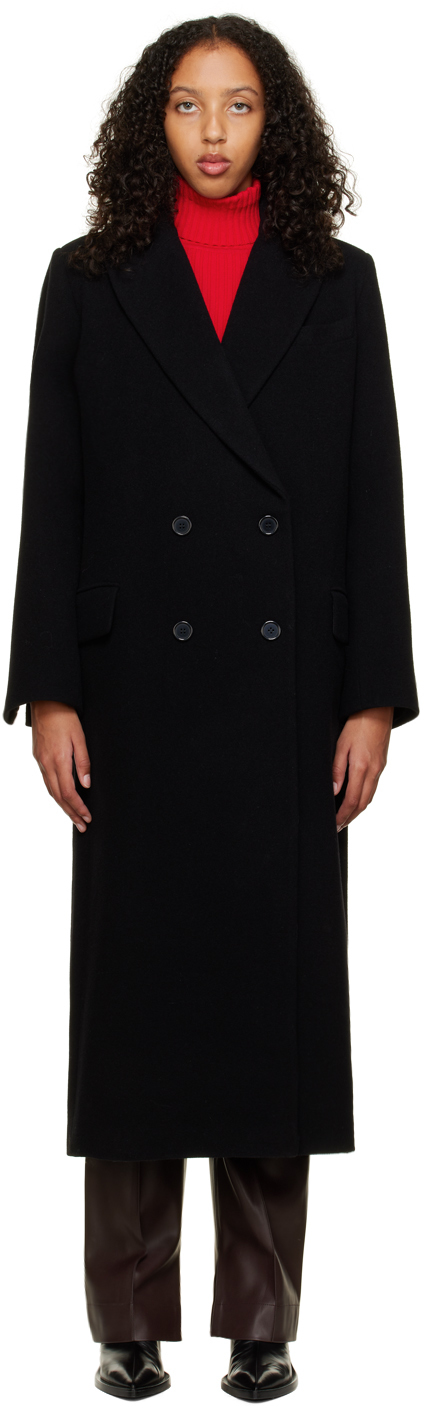 Olēnich: Black Double-Breasted Coat | SSENSE Canada