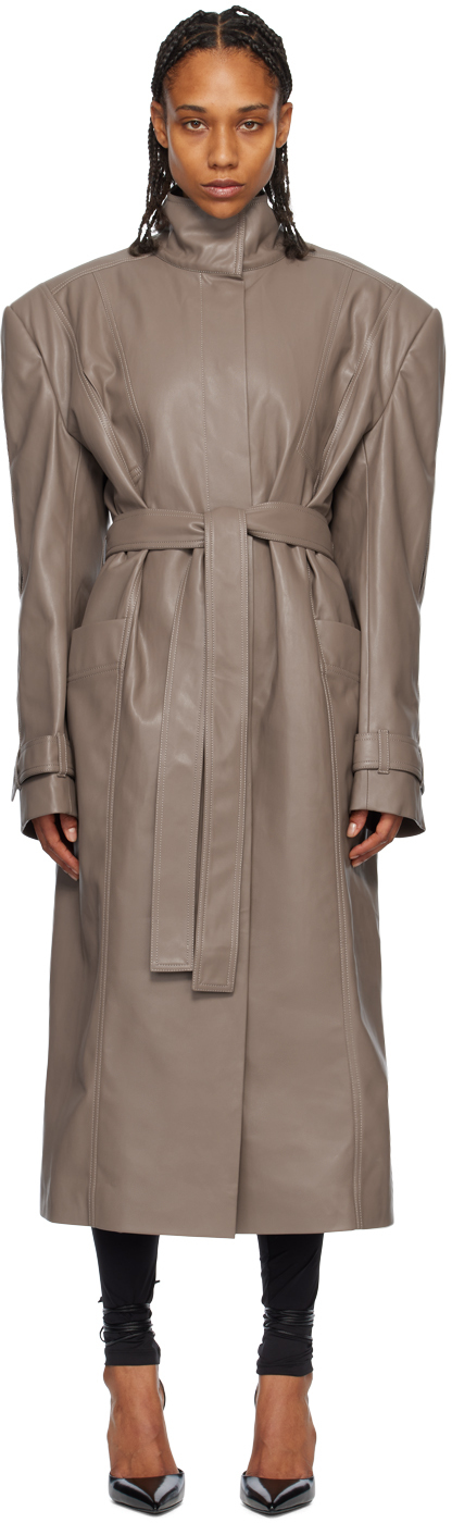 Olenich Brown Vented Trench Coat In Mocco