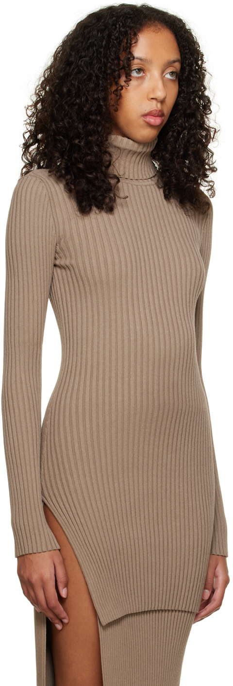 OLENICH TAUPE SLIT TURTLENECK 