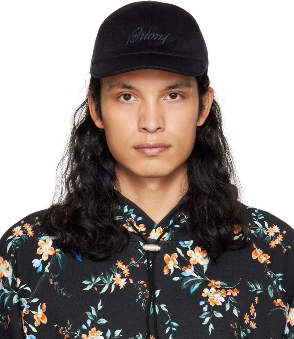 BRIONI NAVY EMBROIDERED CAP