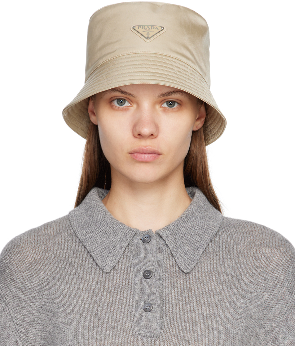 Beige Re-Nylon Bucket Hat by Prada on Sale