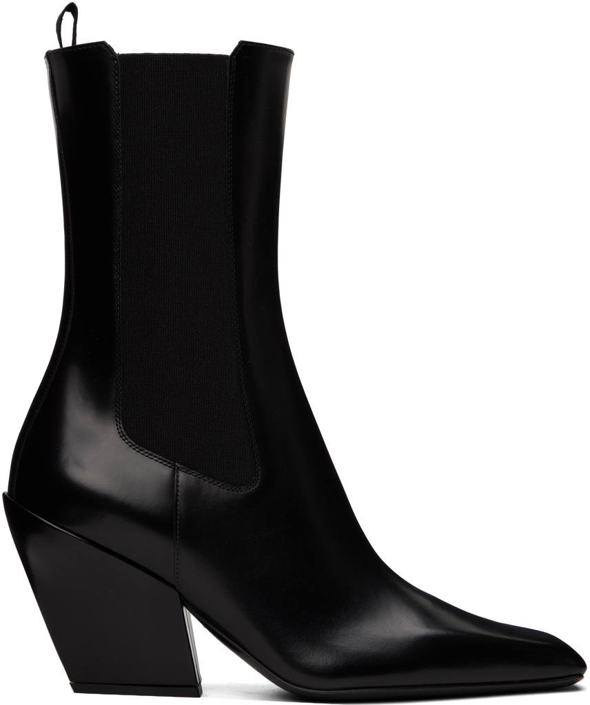 Prada: Black Spazzolato Boots | SSENSE Canada
