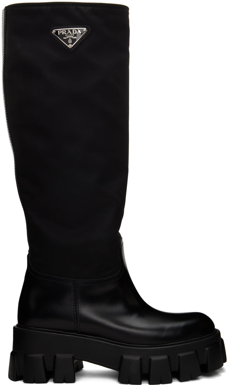 Prada: Black Monolith Tall Boots | SSENSE Canada