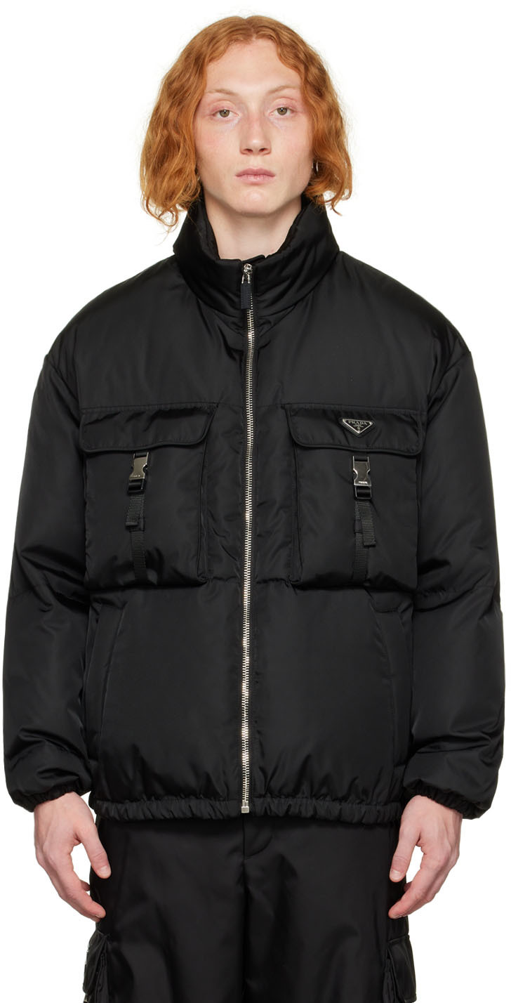 Black Re-Nylon Down Jacket by Prada on Sale
