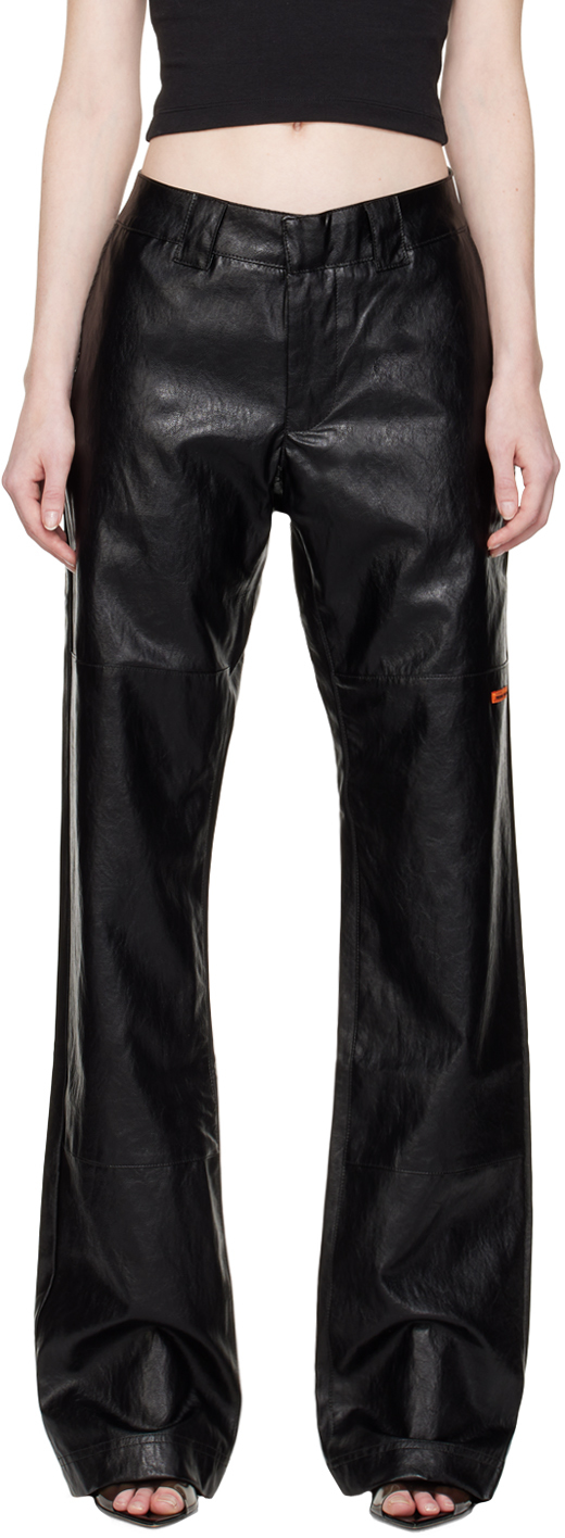 Black Chino Leather Pants