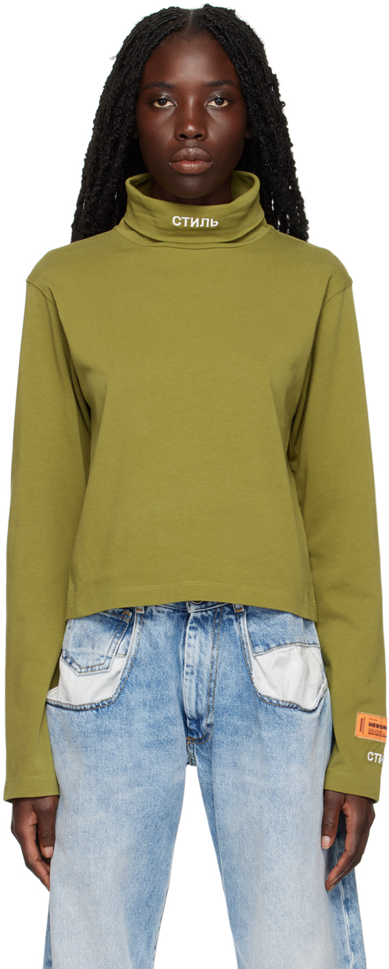 Khaki Embroidered Turtleneck