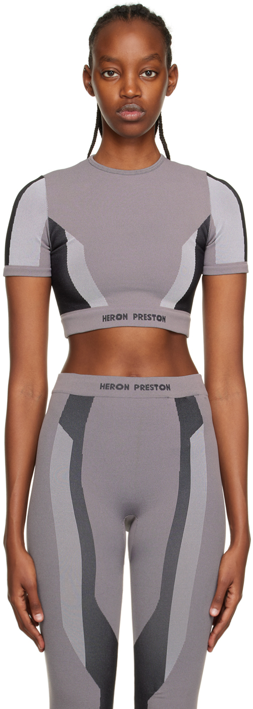 Heron Preston Gray & Black 3D Ribbing T-Shirt