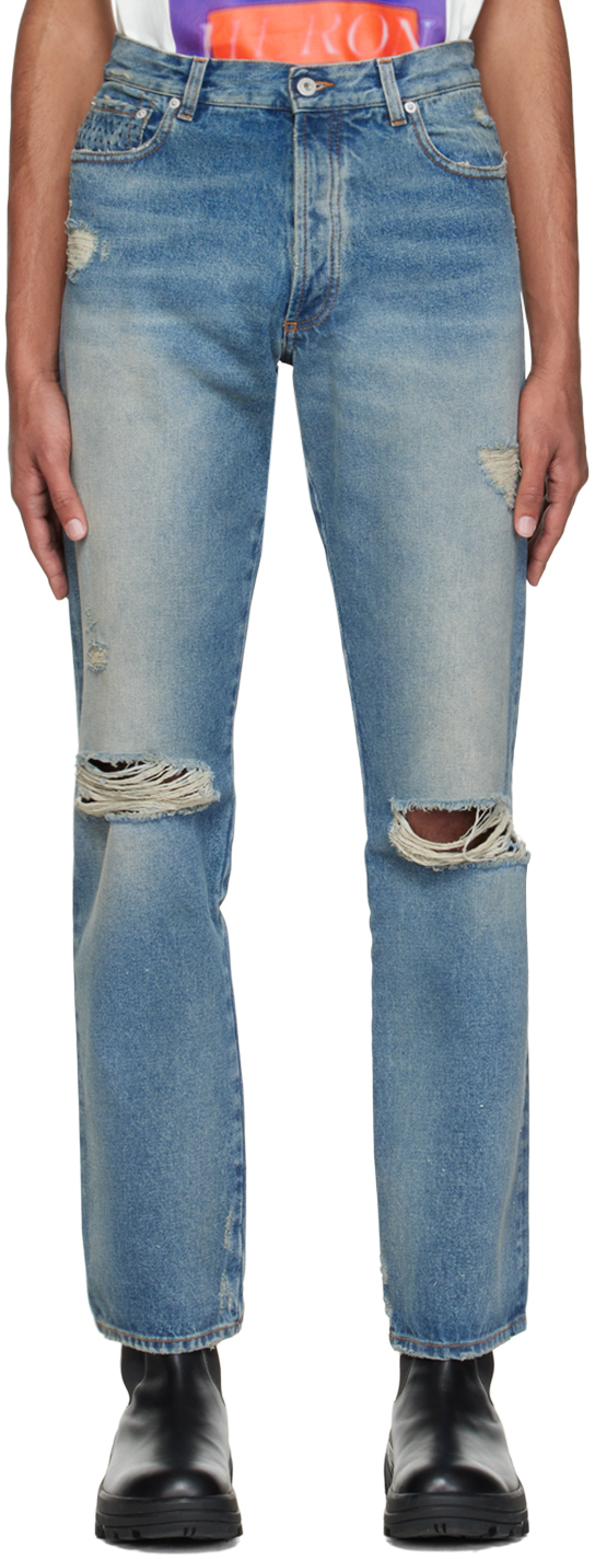 Heron Preston Blue Distressed Jeans