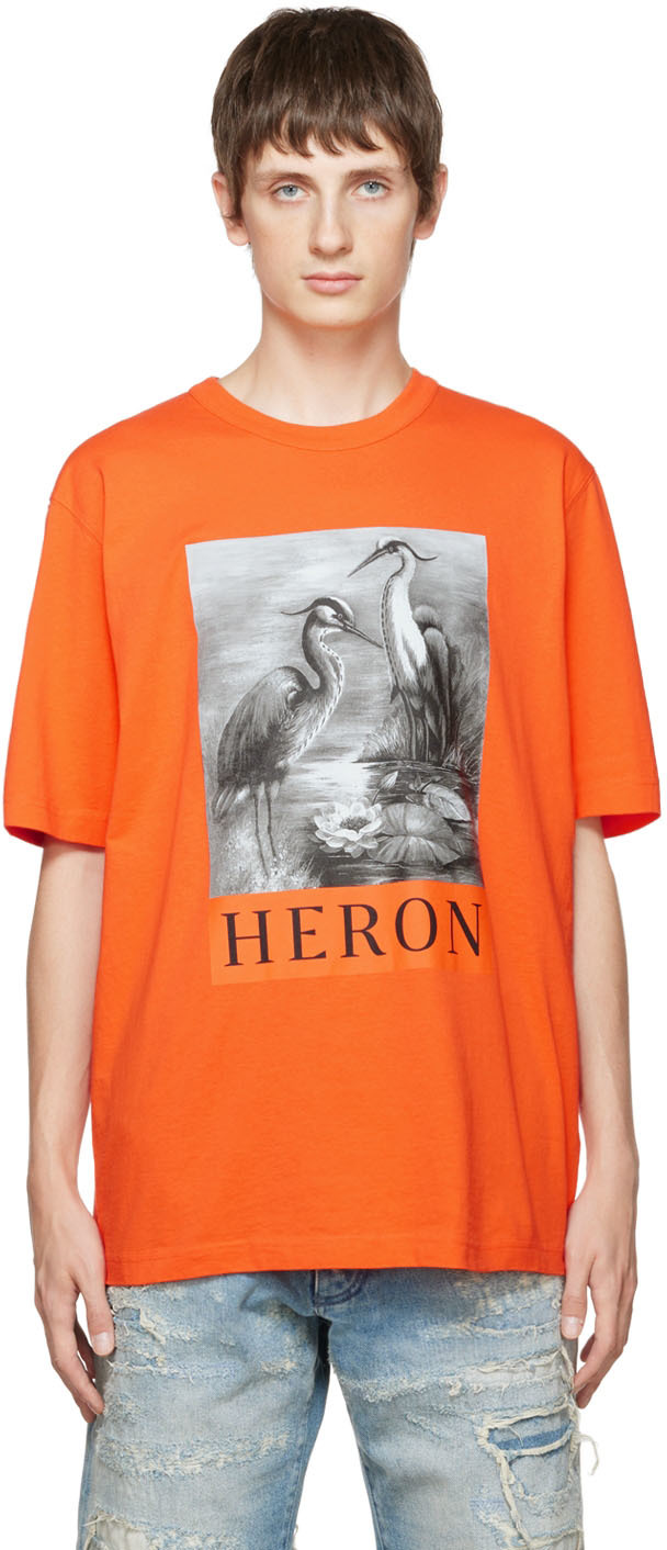 Orange Heron T-Shirt by Heron Preston on Sale