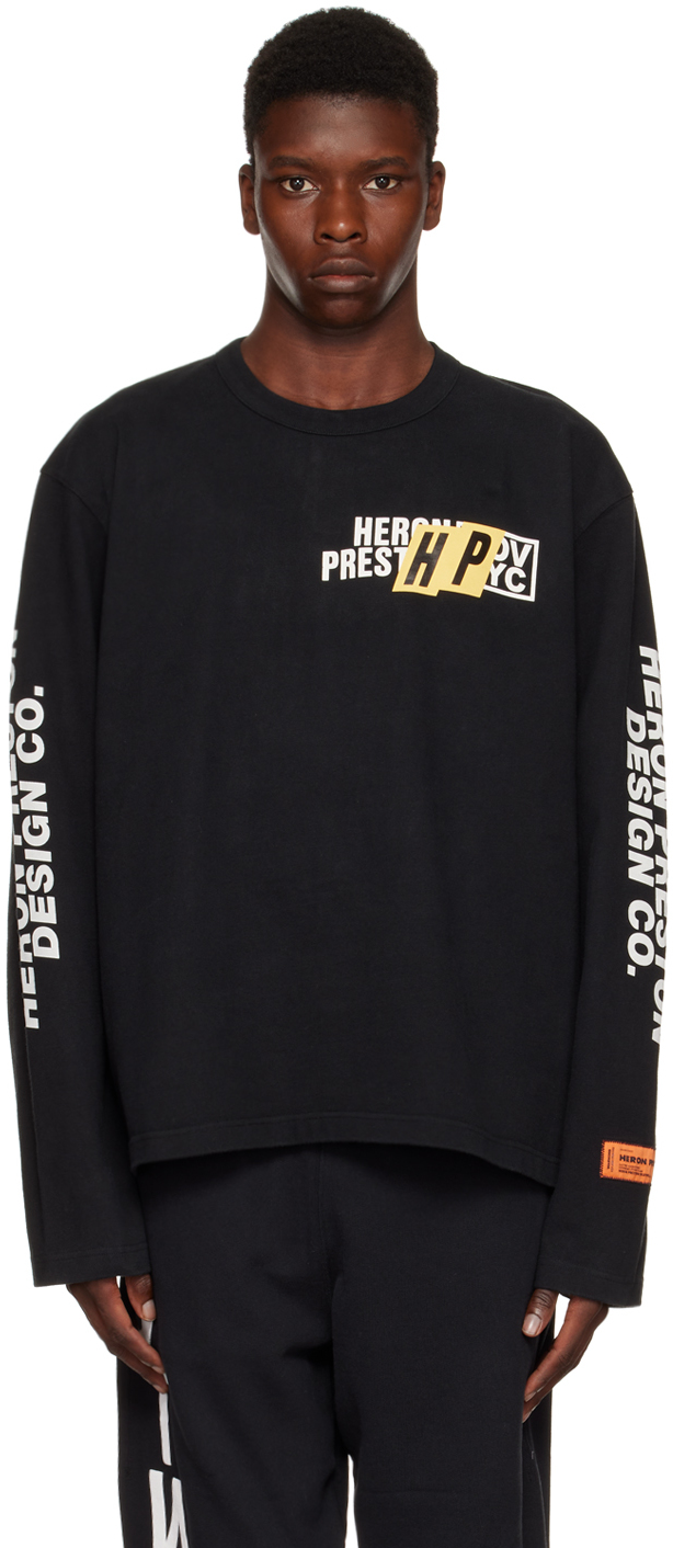 Heron Preston Black Real Estate Long Sleeve T-Shirt