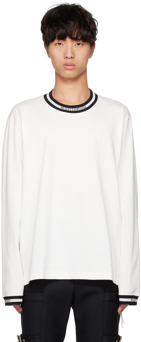 mastermind WORLD White Jacquard Long Sleeve T-Shirt