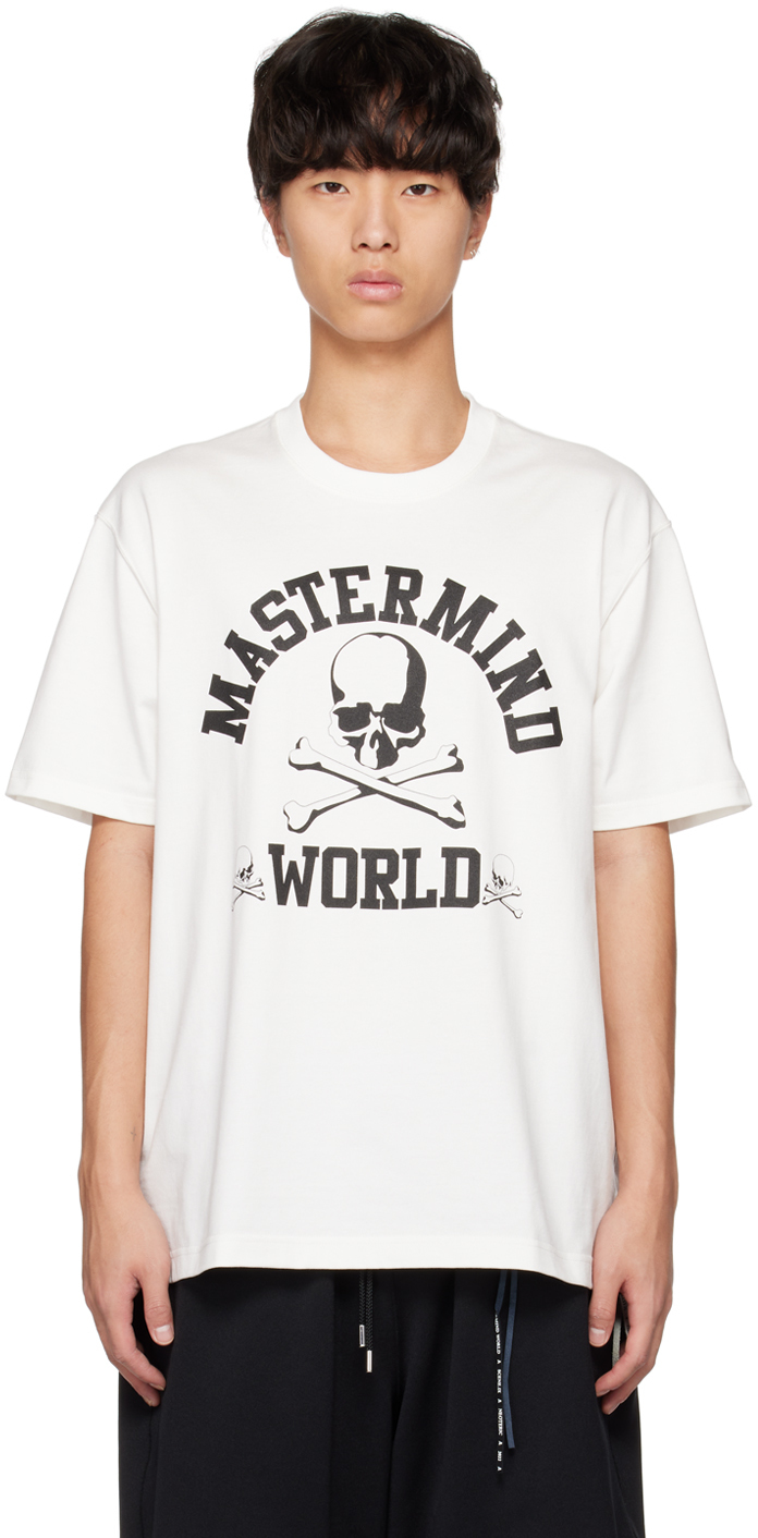 mastermind WORLD: White College T-Shirt | SSENSE Canada