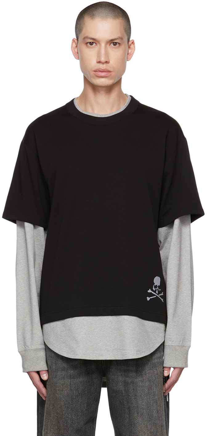 mastermind WORLD Black & Gray Layered Long Sleeve T-Shirt