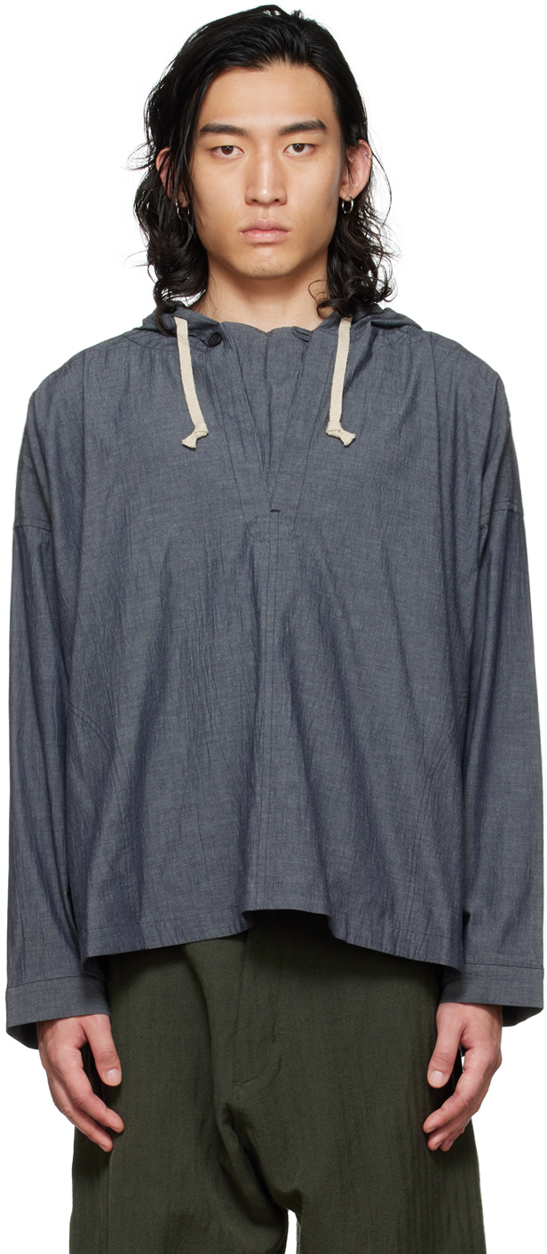 Jan-Jan Van Essche: Gray O-Project Dropped Shoulders Hoodie | SSENSE