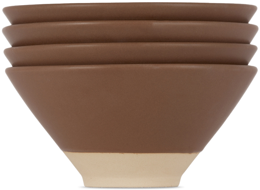 Lineage Ceramics Red Ramen Bowl, 4 Pcs In Brandy Red