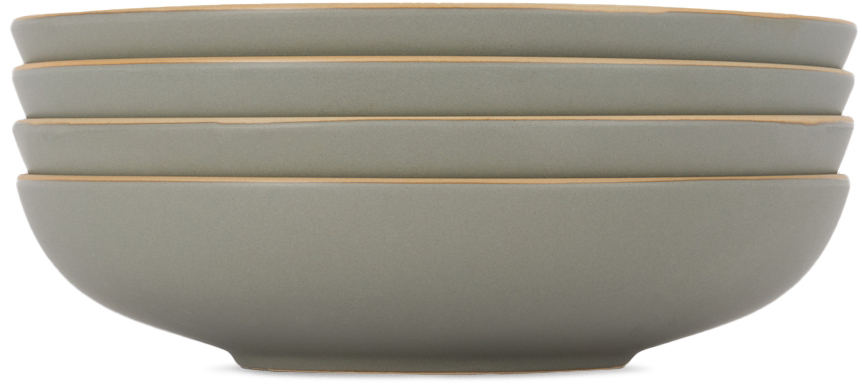 Lineage Ceramics Gray Shallow Serving Bowl, 4 Pcs In Aqua Grey