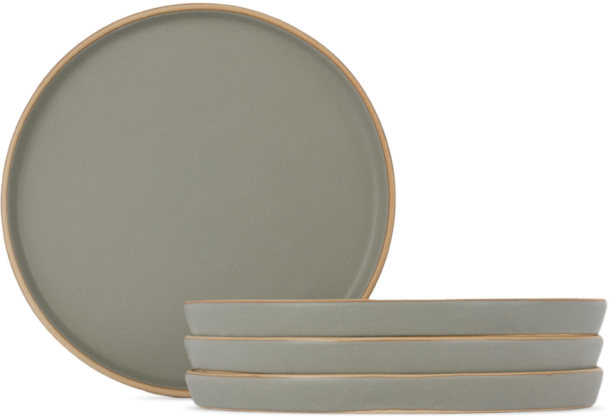 Lineage Ceramics Gray Side Plate, 4 Pcs In Aqua Grey