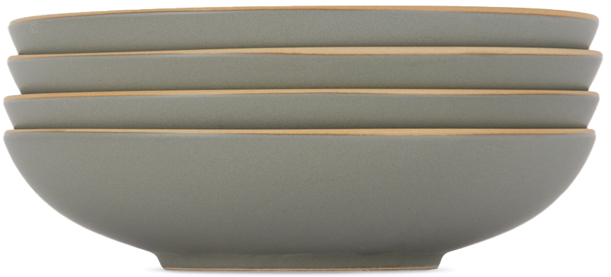 Lineage Ceramics Gray Salad Bowl, 4 Pcs In Aqua Grey