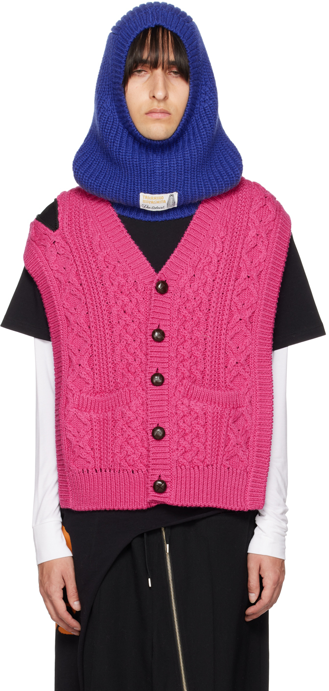 Pink Y-neck Cardigan