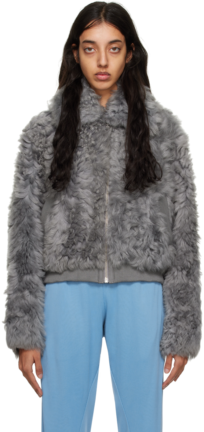 Gray Curly Shearling Jacket by REMAIN Birger Christensen on Sale