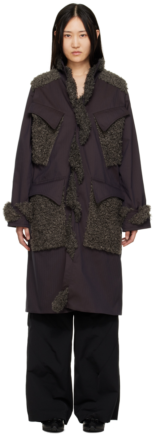 Kiko Kostadinov: Gray Faux-Fur Coat | SSENSE UK