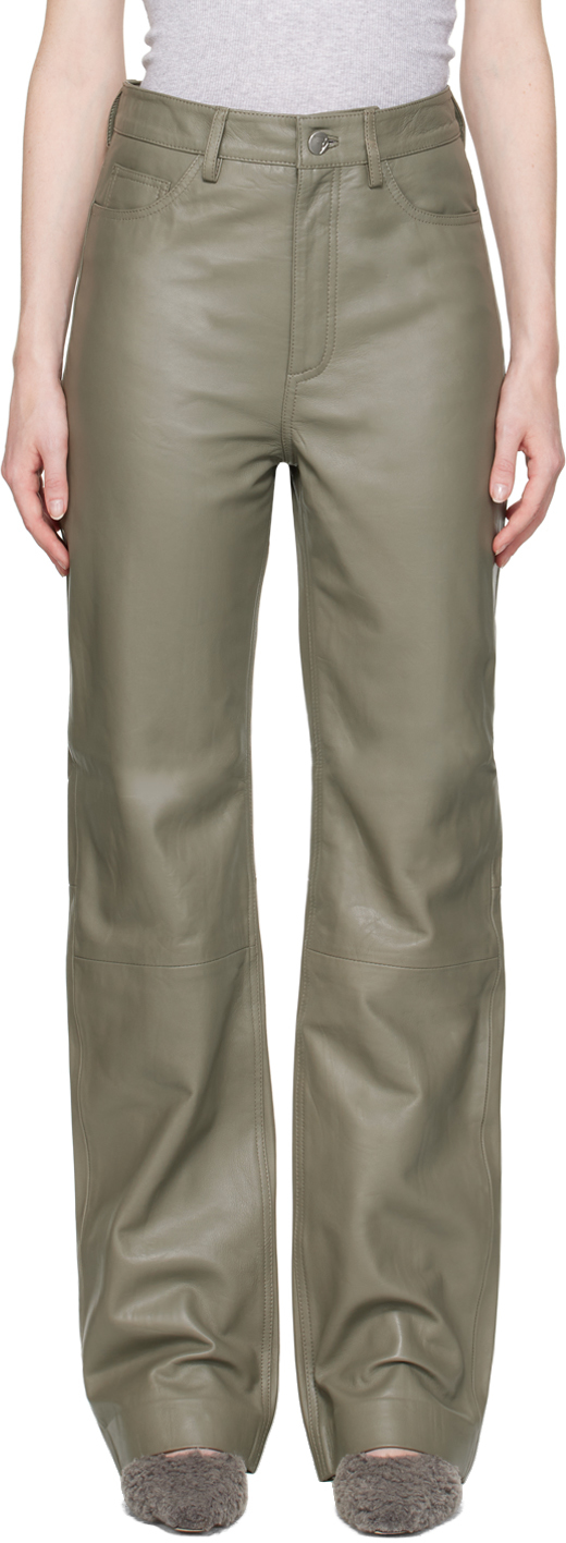 Taupe Lynn Leather Trousers