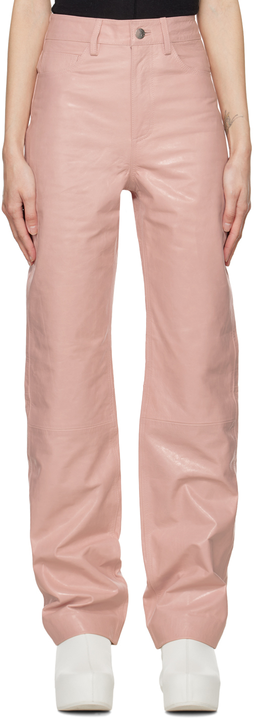 Remain Birger Christensen Pink Lynn Leather Trousers In Potpourri