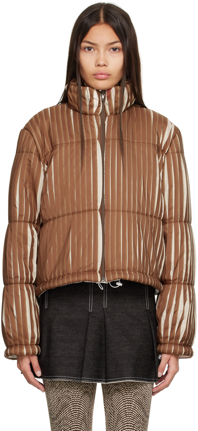 Anne Isabella Brown Pleated Puffer Jacket