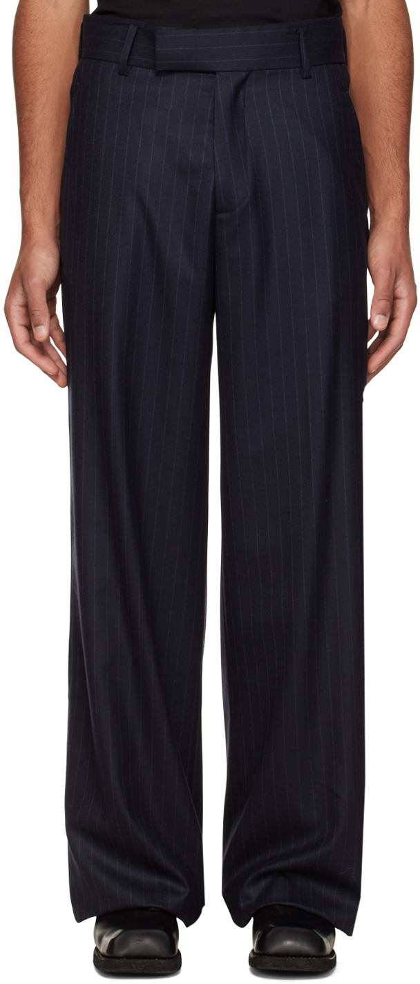 Navy Wide-Leg Trousers