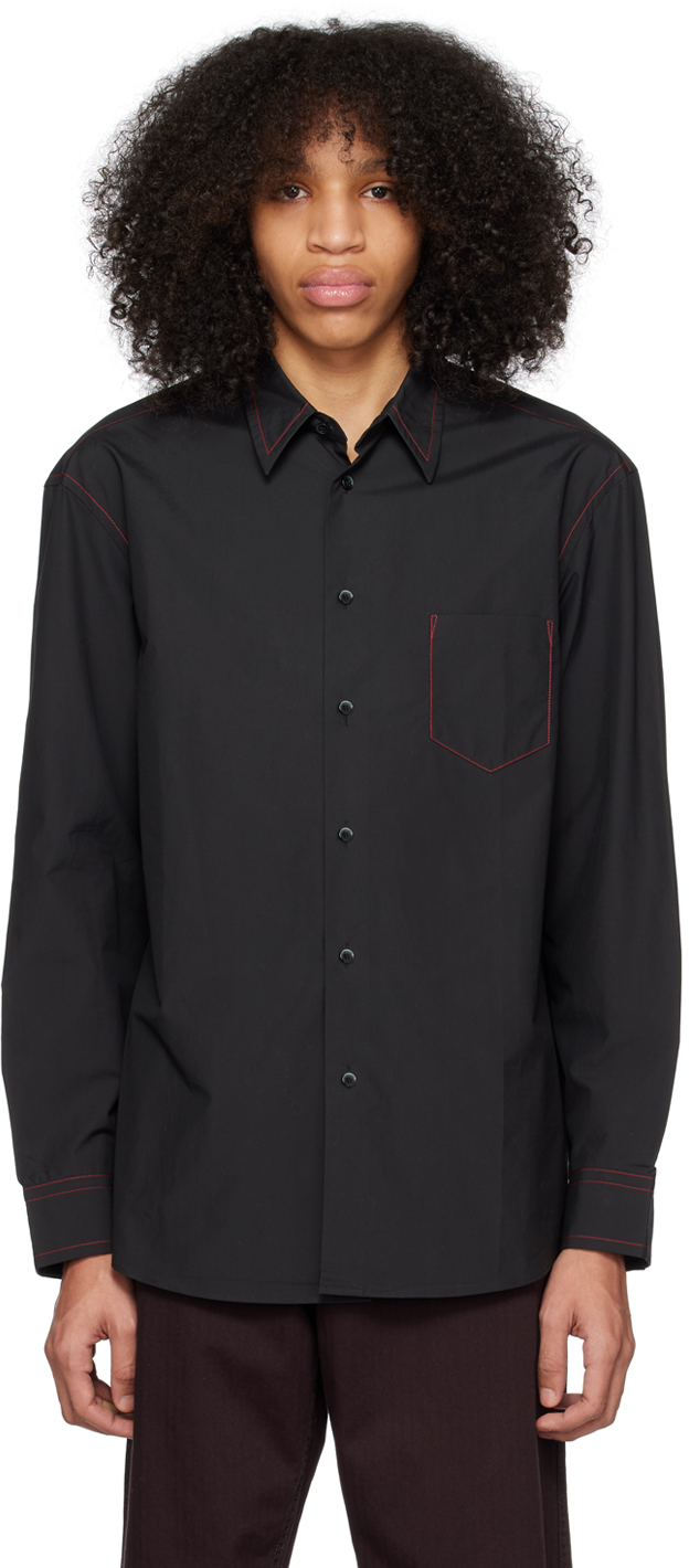 Yuki Hashimoto Black Button-up Shirt | ModeSens