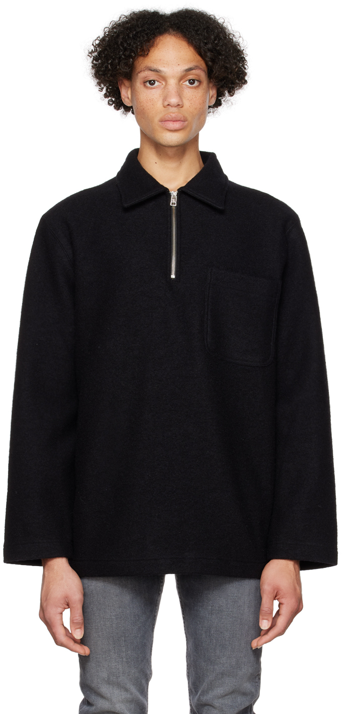 BLACK HALF ZIP SWEATER