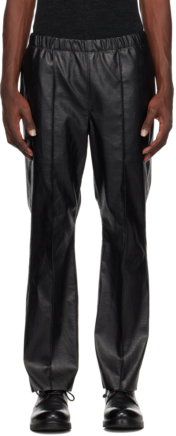 N.Hoolywood: Black Faux-Leather Pants | SSENSE UK