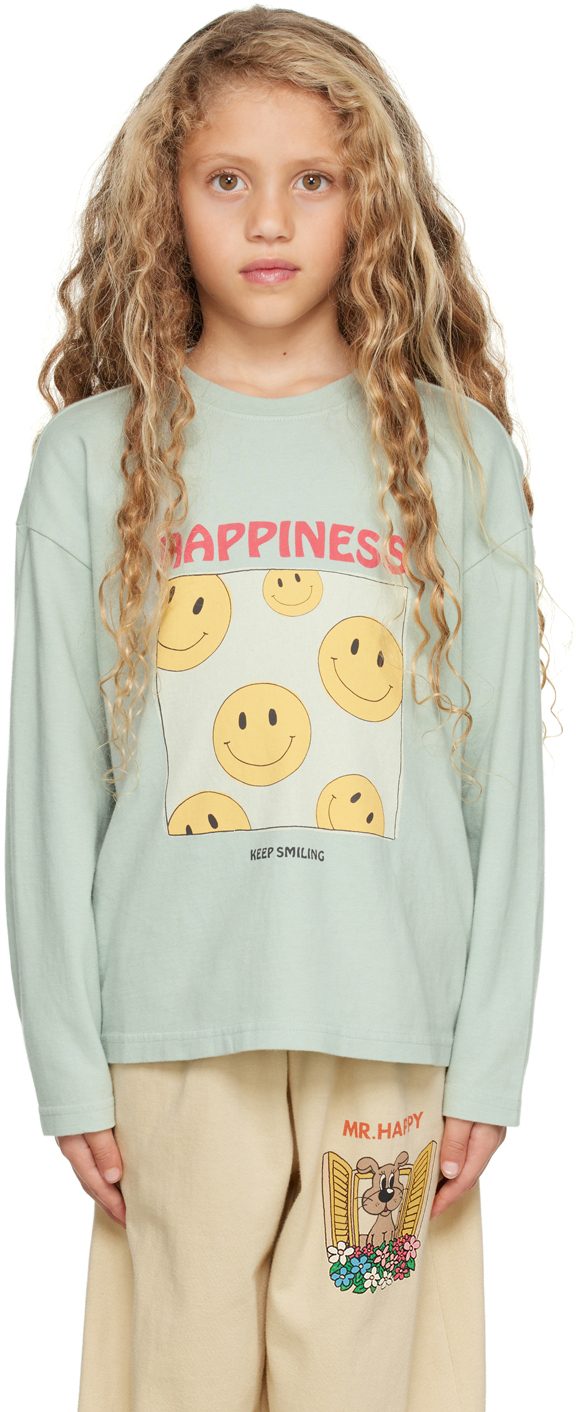 Jellymallow Kids Blue Happiness Smile Long Sleeve T-shirt