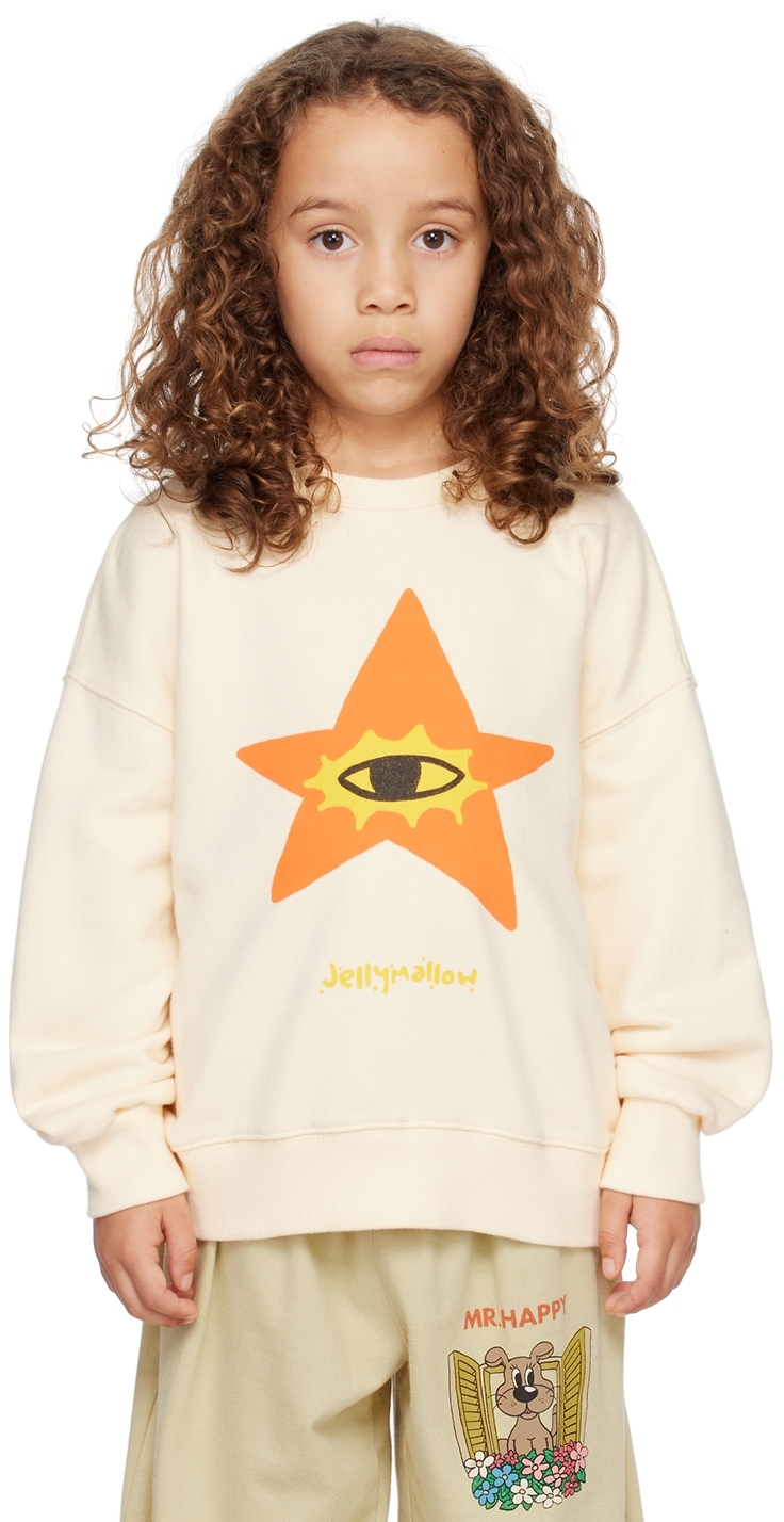 Jellymallow Kids Off-white Eagle Eye Sweatshirt In Ivory