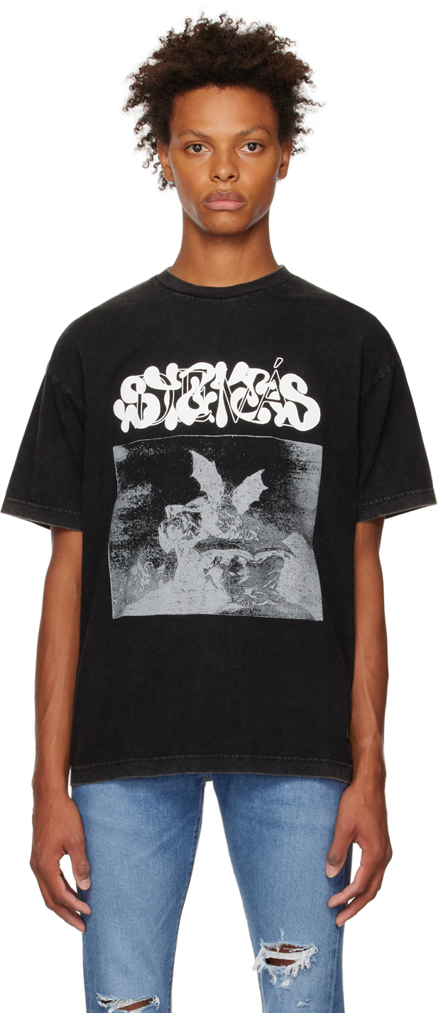 Black Faded T-Shirt by DEVÁ STATES on Sale