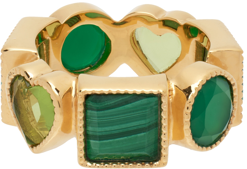 VEERT Gold & Green 'The Shape' Ring