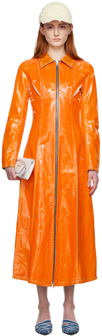 Diesel Orange De-luis-fsc Denim Maxi Dress In 21d