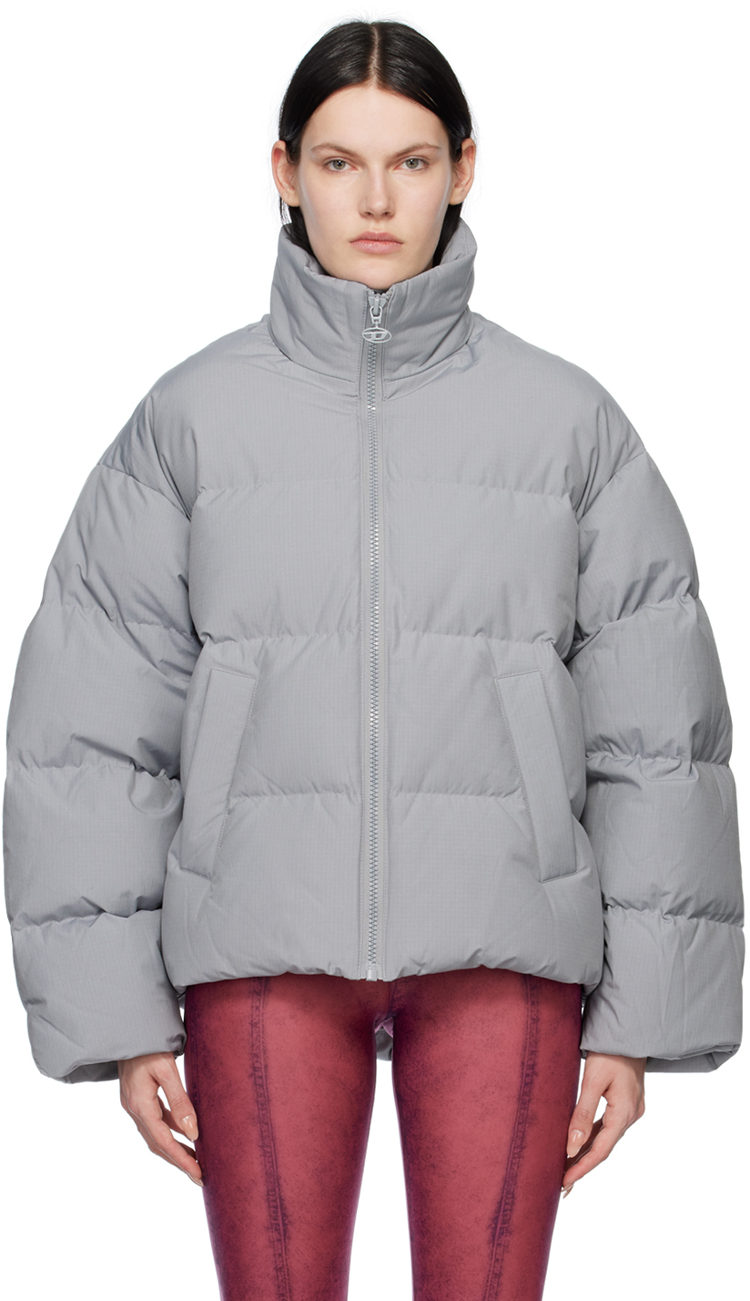 Gray W-Oval Down Jacket