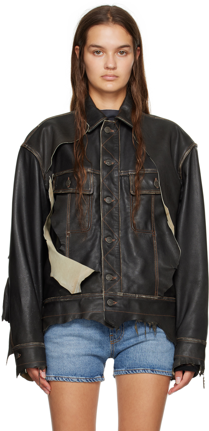 Brown L-Trucker Leather Jacket