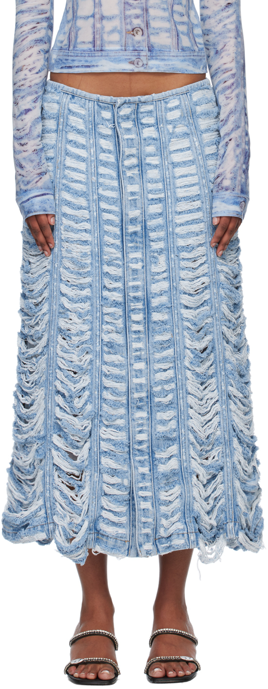 Blue De-Ghil-Fsc Denim Midi Skirt