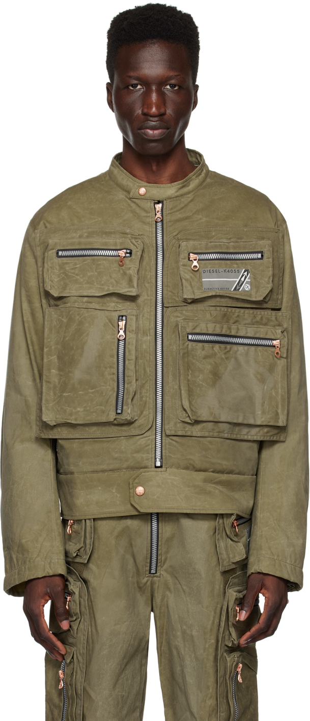 Khaki J-Eleven Jacket by Diesel on Sale