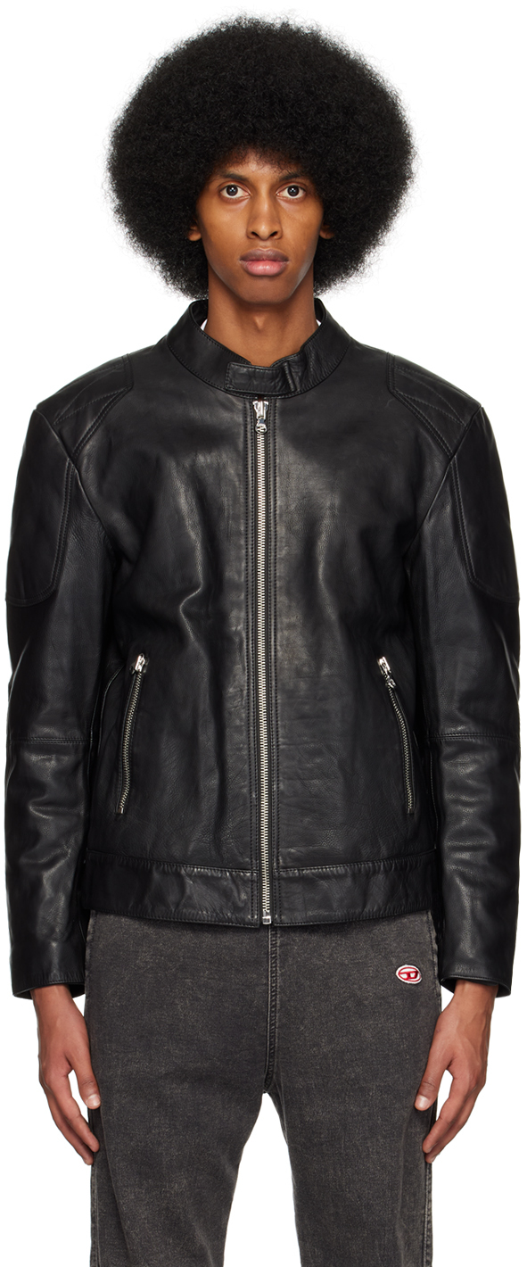Diesel: Black L-Ink-A Leather Jacket | SSENSE Canada