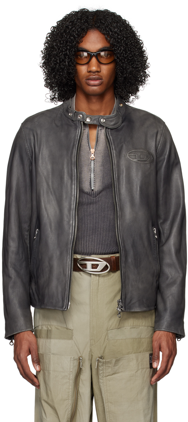 Diesel Black L-metal-treat Leather Jacket In 9xx