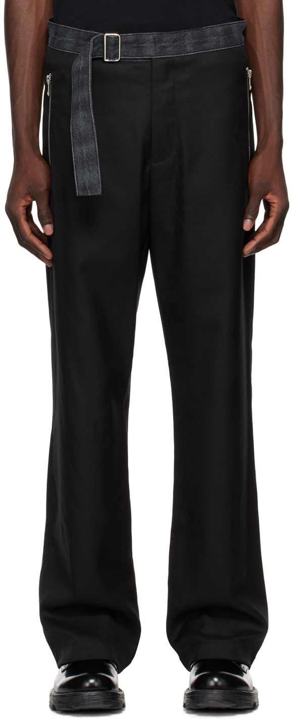 Black P-Gold-A Trousers by Diesel on Sale