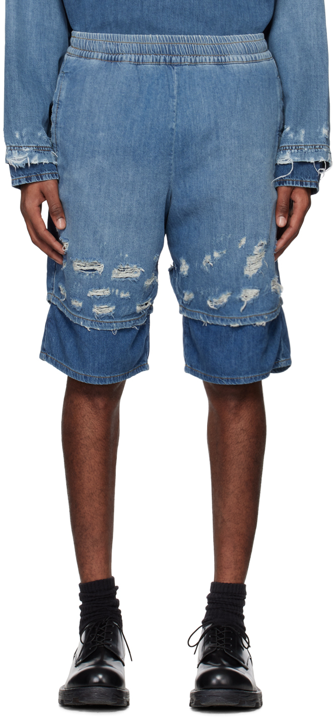 Shop Diesel Blue D-horty Denim Shorts In 01
