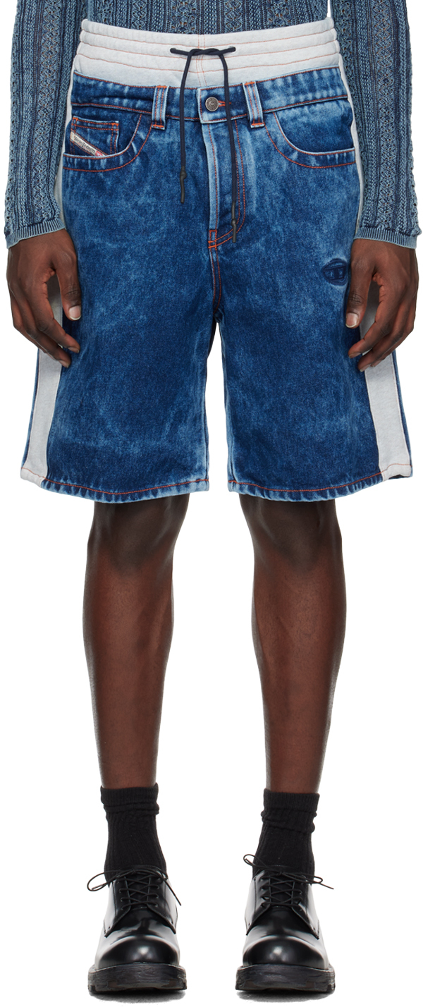 Diesel: Blue D-Byxo Denim Shorts | SSENSE Canada