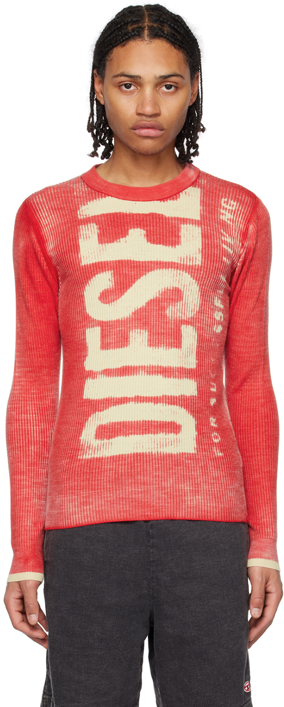 Shop Diesel Red K-atullus-round Sweater In 44q