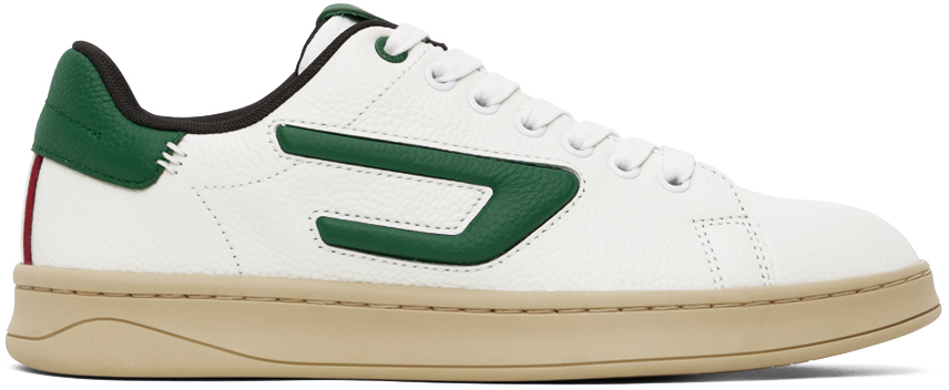 Diesel White & Green S-athene Low Sneakers In H9467